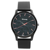 Sonata Men's Watch Analog Black Dial With Black Leather Strap, 77063NL01